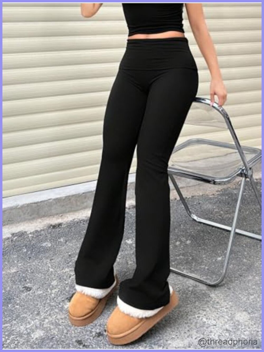3 Piece Yoga Pants Set High Waisted Flare Bootcut Leggings Gym Workout - Picture 2 of 4